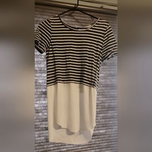 Navy and cream blouse